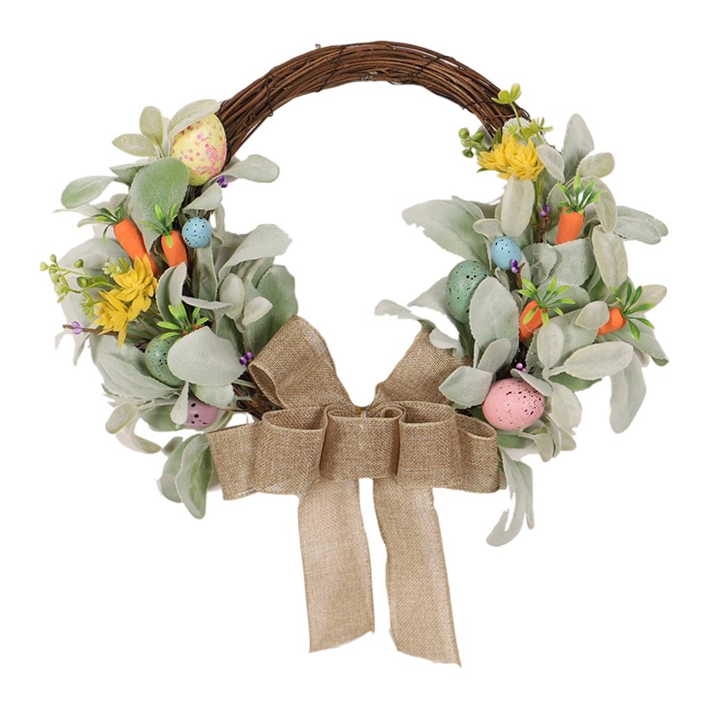 Easter Wreath, Festive Decoration With Bows And Colored Eggs | Outdoor Wreath Suitable For Weddings, Kitchens, Family Gatherings, Parties, Entrances