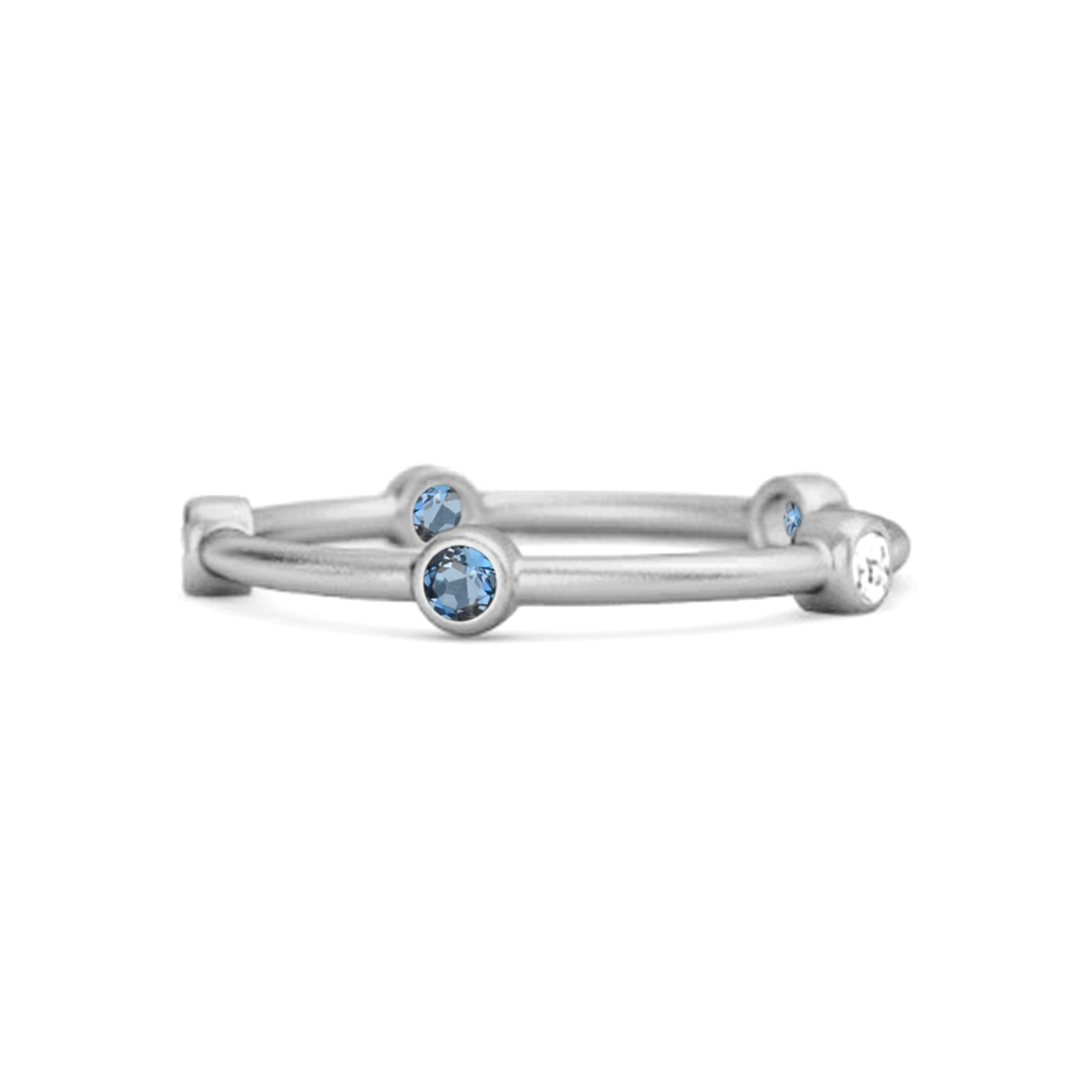 

London Blue Topaz Bezel- 925Set Stacking Band Ring - 925 Sterling Silver 11 білий