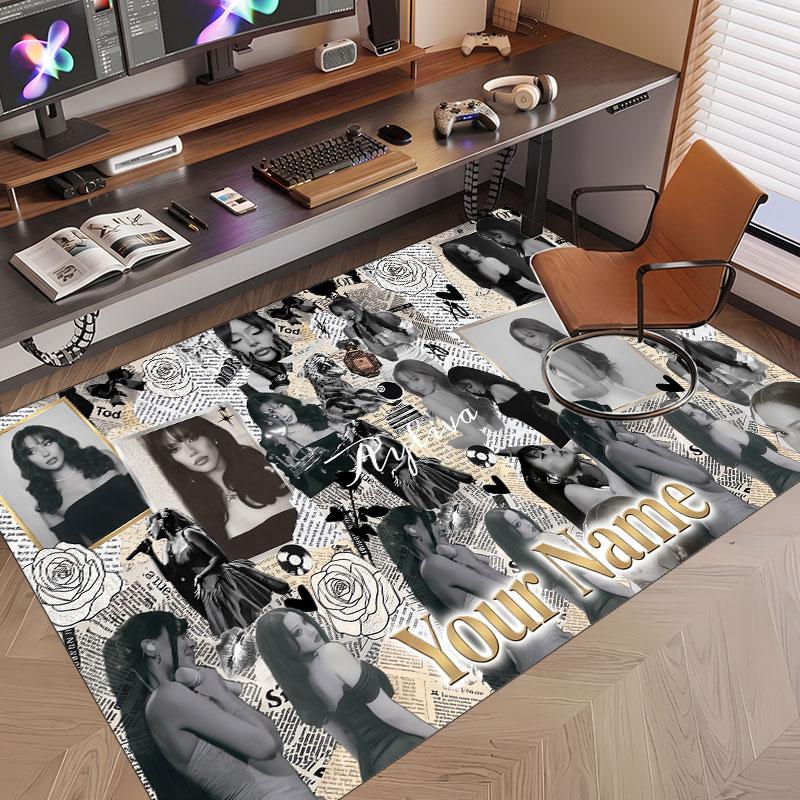 Custom Name Crystal Velvet Rug,Ayliva Comfortable Anti Slip Floor Mat For Room Decoration