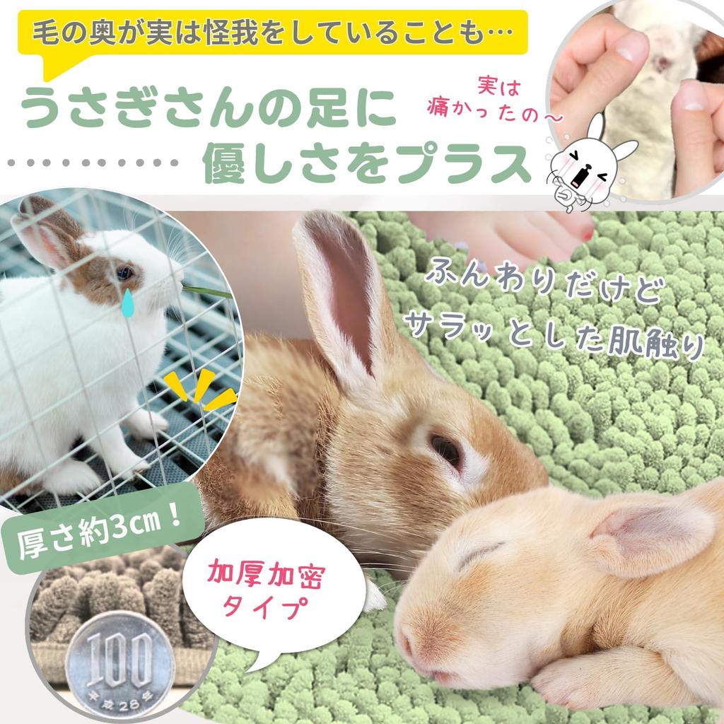 Mollemii Rabbit Mat Toilet Soar Hook Machine Washable Foot Rest and Toilet Green X [Both Care! ] (4060 (Natural 2))