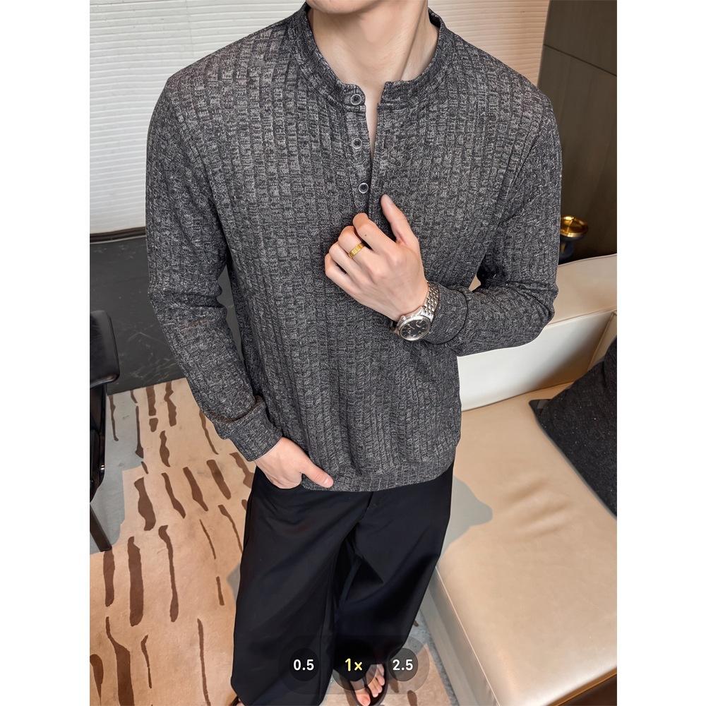 Men S Vintage Long Sleeve Polo Shirt Casual Base Layer