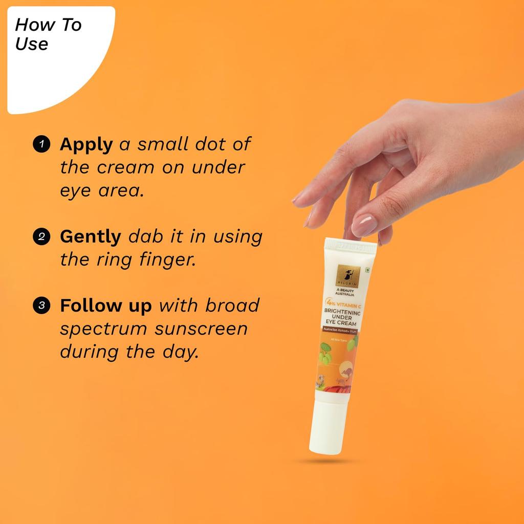 Pilgrim Vitamin C Aufhellende Augencreme 15ml | Reduziert Augenringe Schwellungen Falten für Alle Hauttypen