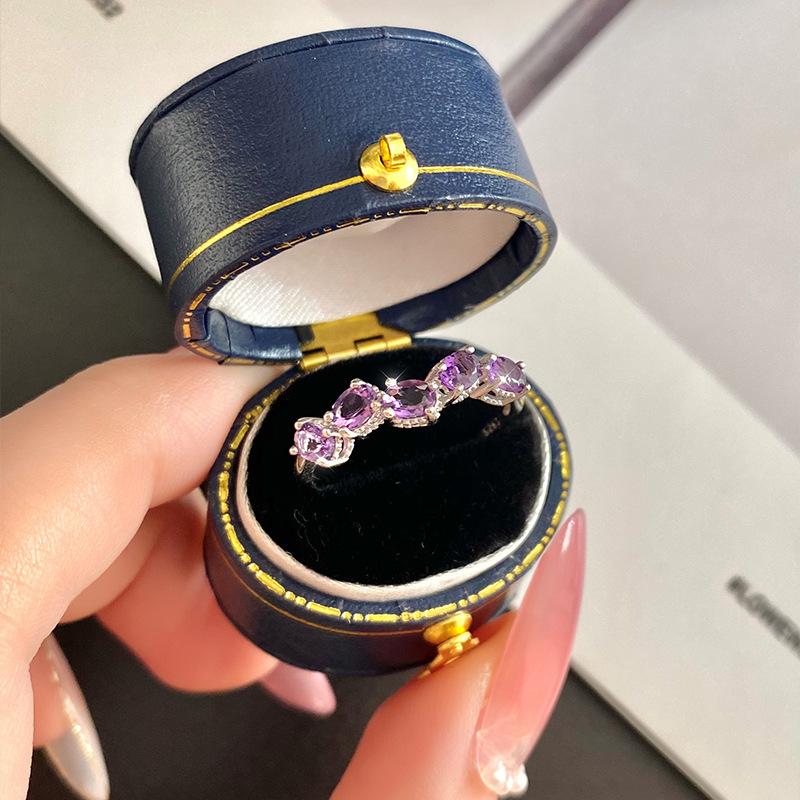 Natural Crystal Stone Ring Live Design S925 Sterling Silver Inlaid with Colorful Treasure Material Jewelry Fashion Jewelry Holiday Gifts