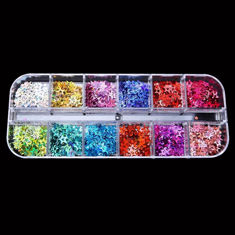 Nail Art Soft Pottery Sheet Set Nail Art Sequins Soft Pottery Sheet 12 Grid 6 Grid Set Nail Art Trinkets Mixed