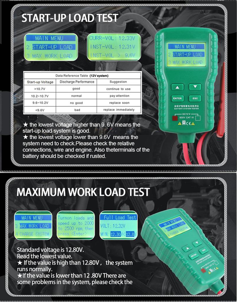 12V Autobatterietester 100-1700 CCA Blei-Säure-Batterie Anlasstest Universal 1pc