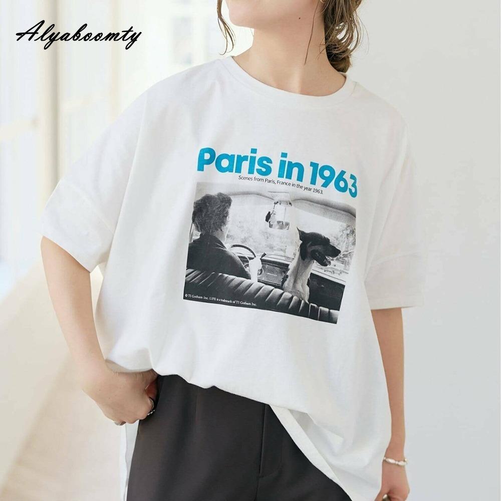 Koreańska Moda Duże Rozmiary Letnia Damska Podstawowy Top Krótki Okrągły Dekolt Morelowy Szary Biały Nadruk z Literami Oversize T-shirt Rękawy nietoperzowe Casual Luźny Bawełniany T-shirt