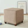 Velvet Square Ottoman Cover Soft Elastic Footrest Stool Slipcover Furniture Protector for Living Room