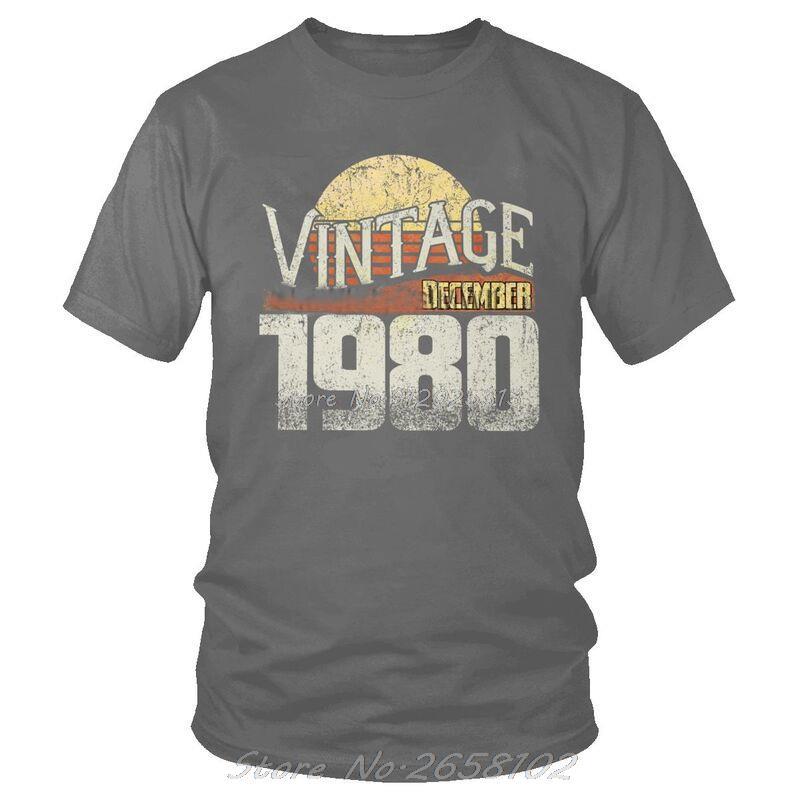 Born On 1980 December T Shirt Men Short Sleeve Cotton T-shirts 41st Birthday 41Years Old Tees Top Fashion Tshirt Gift Idea