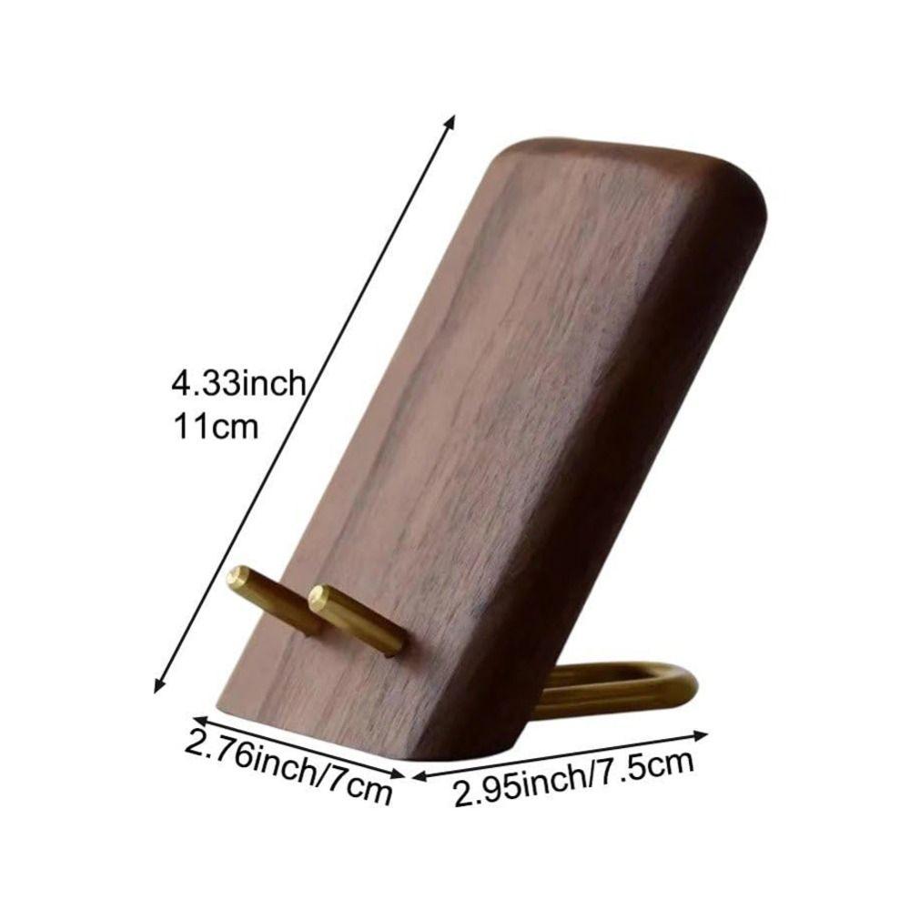 Retro Walnut Wood Phone Stand Non-Slip Base Simple Design Desktop Phone Holder Metal Portable Phone Bracket Desktop Use