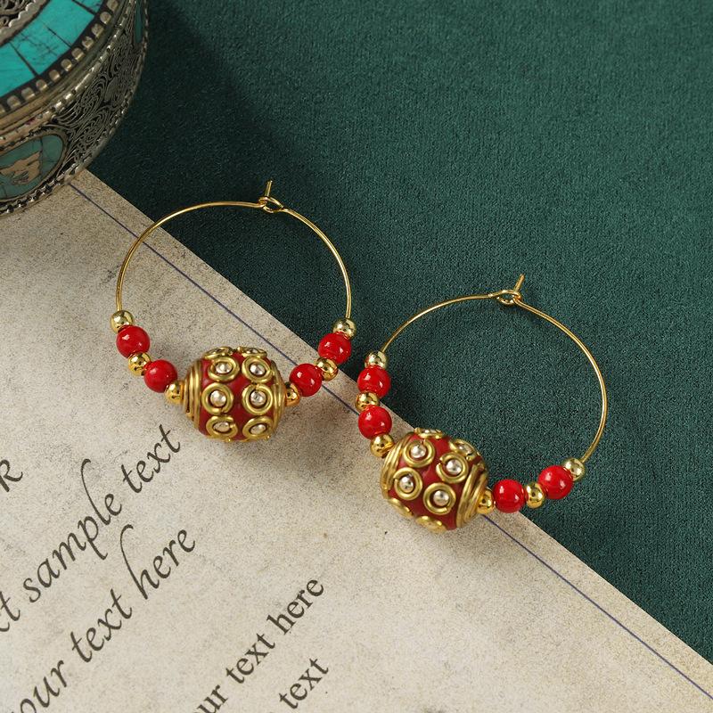 Niche Design Nepalese Earrings Xizang Style Retro Exotic Personality Earrings Women's Simple Earrings Earrings