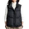 Women's Color Loose Fit Stand Collar Sleeveless Jacket