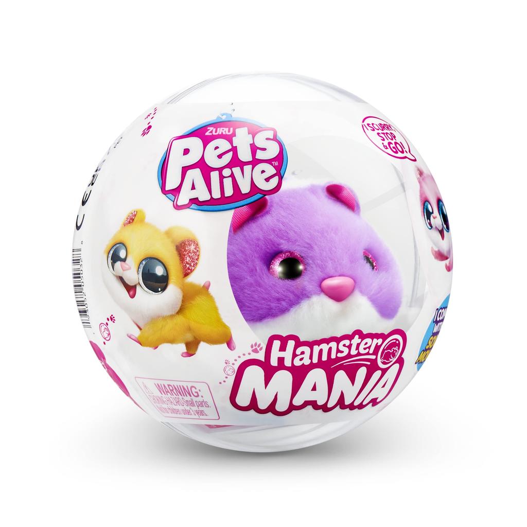 Pets Alive Hamstermania od ZURU Hamster Elektronické zvuky pro mazlíčky Interaktivní hračka s křečkovým míčkem pro dívky a děti 9543D (Nachový) 20+