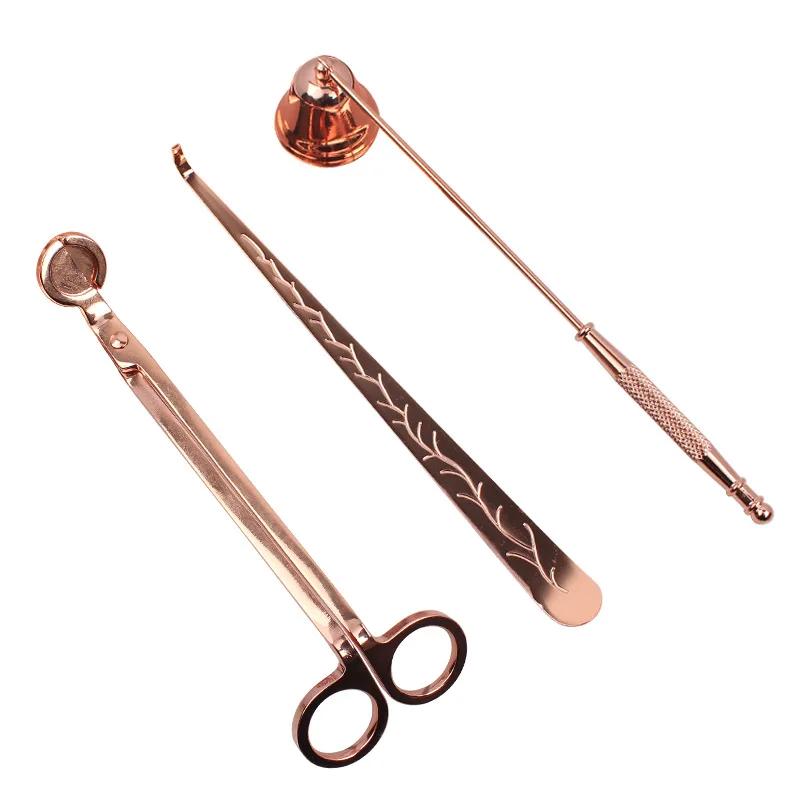 3PCS Wick Trimmer Home Care Modern Candle Tool Set Tray Rustproof Lovers Gift Snuffer Stainless Steel Portable Accessories