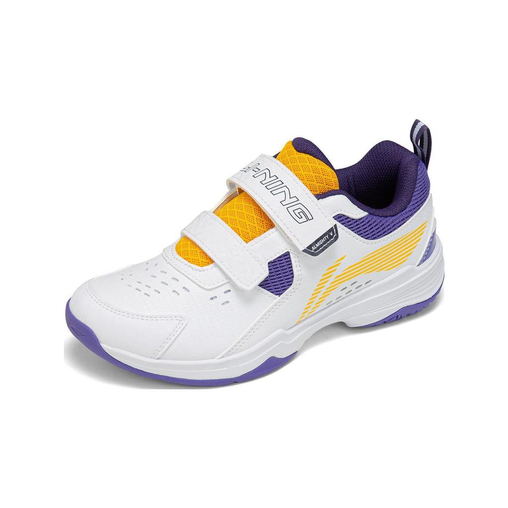 Li Ning All-Around King V Junior Durable Breathable Badminton Shoes Kids Shoes White Purple AYTT010-2