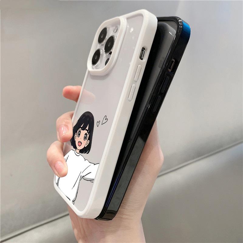 Sweet Girl & Boy Couple Paired Funda Iphone Case For iPhone 17 16 15Pro Max 11 12 13 14Pro Plus Shockproof Carcasa Iphone Shell