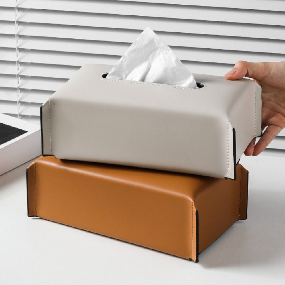 PU Leather Tissue Box Cover Square Shape Soft Rectangular Napkin Dispenser Rack Puppy Dog Design Napkin Dispenser Holder