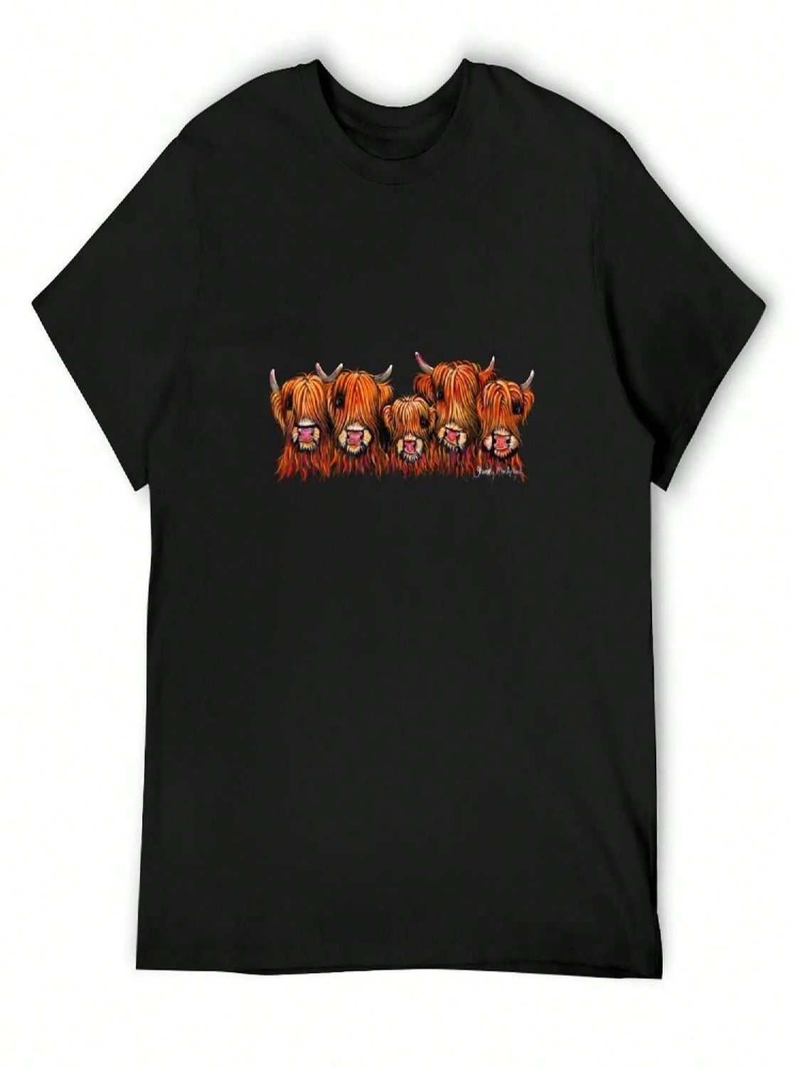 HiGHLaND CoW PRiNT SCoTTiSH THe HiGHLaND FiVe BY SHiRLeY MacARTHuR T-Shirt Quick Drying Topping Anime Tshirt unisex Clothings S разноцветный