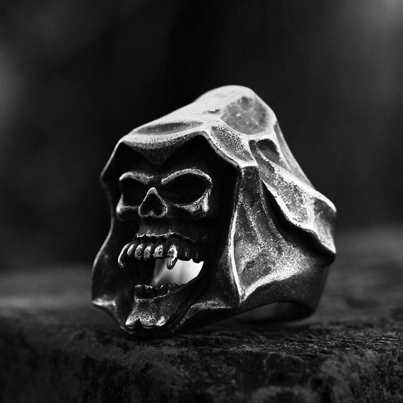 Gothic Skull Open Adjustable Ring Men Women Vintage Punk Statement Jewelry Plated