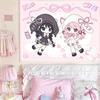 Magical Girl Japanese Anime Wall Tapestry Pink American FlagBohemian Tapestry Bedroom Dorm Tapestry Aesthetic Wall Hanging Decor