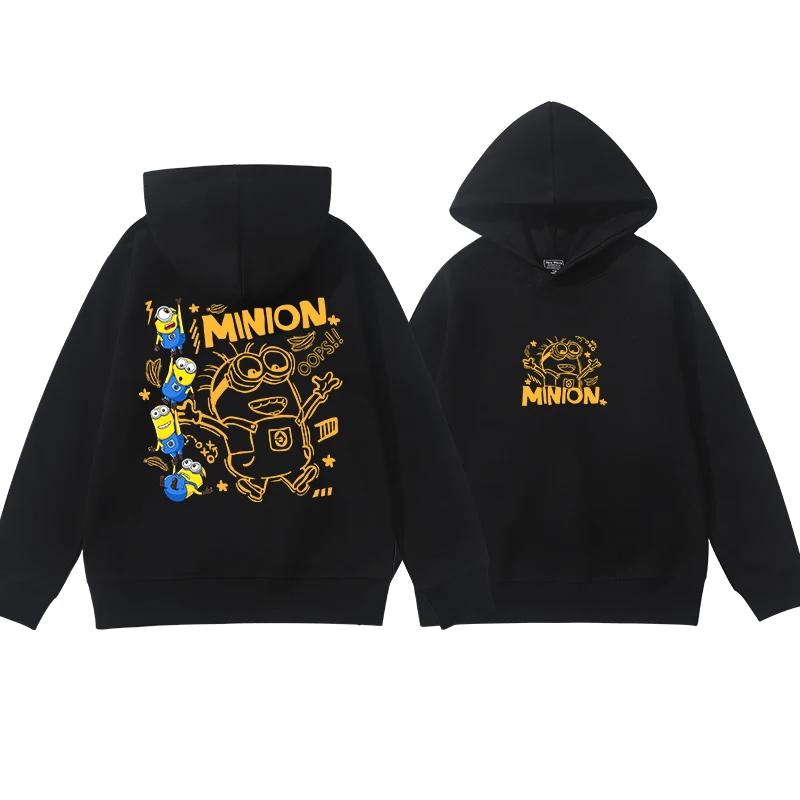 

Cute and lively Minion print pattern autumn and winter casual fashion boys and girls long sleeved hoodie 150