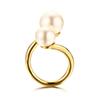 3MM Titanium Steel Pearl Open Ring Gold Women Jewelry Elegant Simple Fashion Accessories