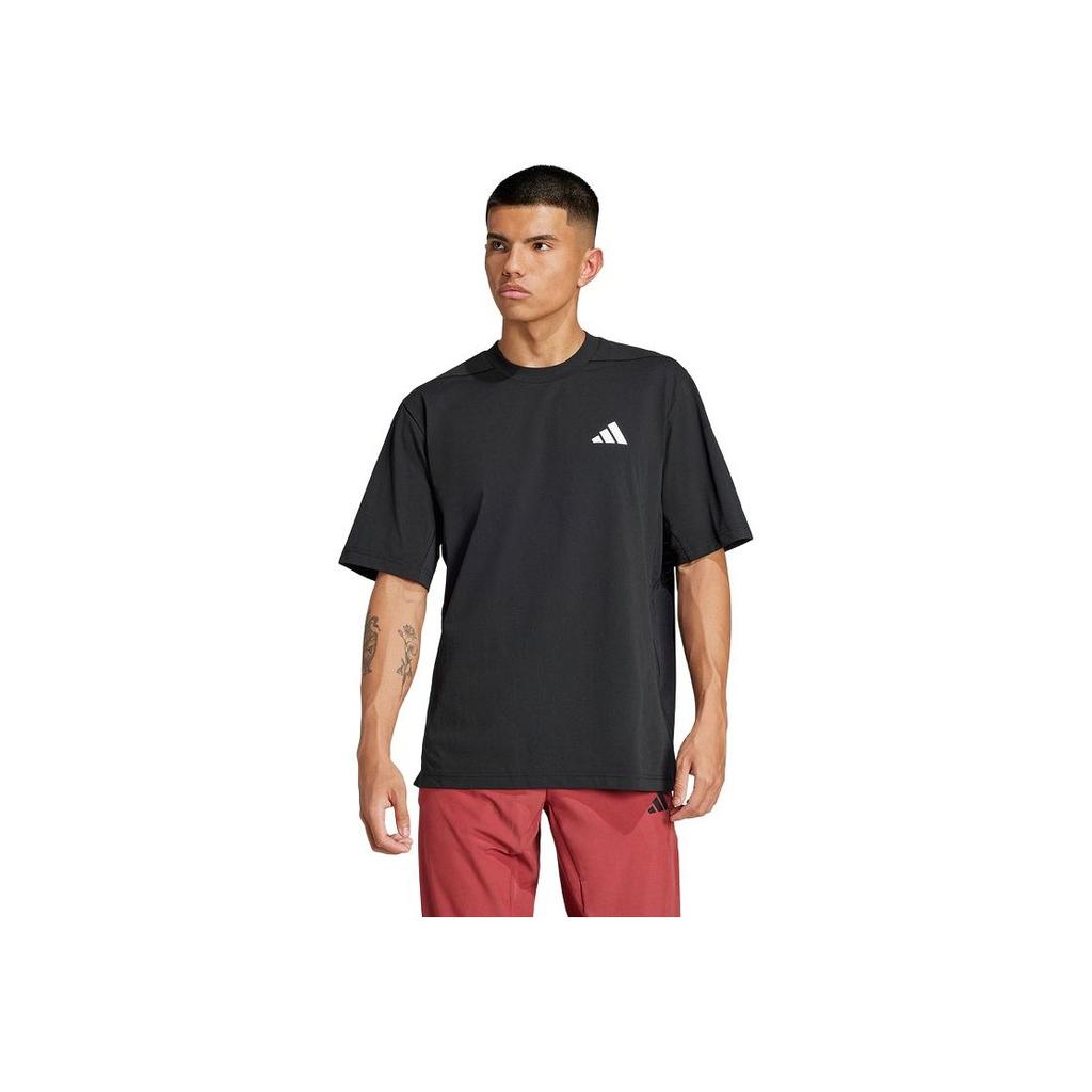 Adidas Printed Lightweight Fabric Sports Fitness Crew Neck Short Sleeve T-Shirt Men Tops Black JC5260