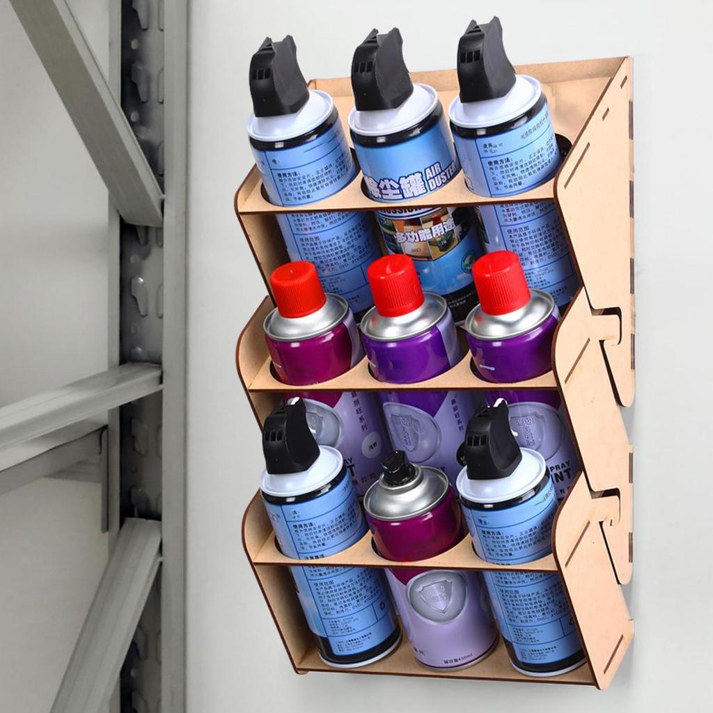 3-Layer Spray Can Holder Large Capacity Paint Bottle Organizer Spray Paint Storage 9-Can Paint Can Holder Spray Wall Shelf