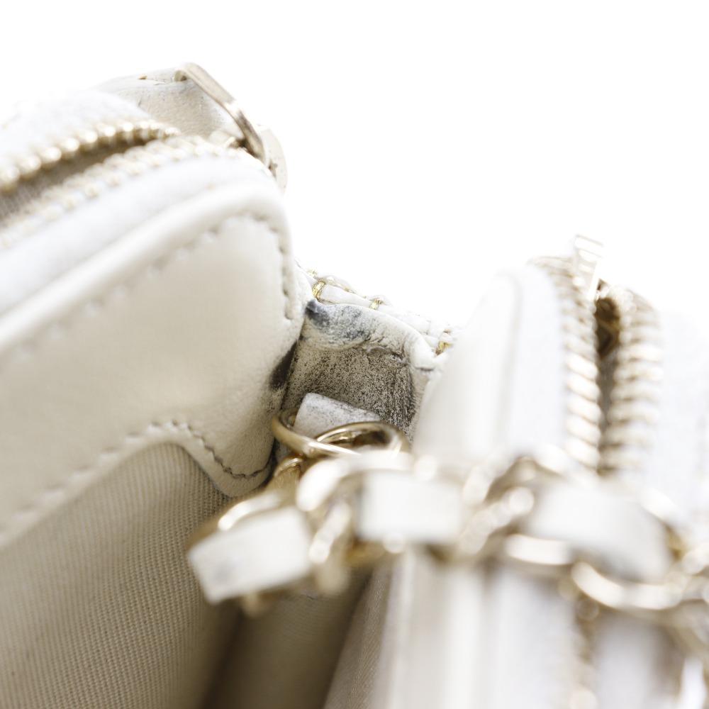 Chanel Deauville ChainShoulder Shoulder Bag A84415 2-way Clutch White Tweed Women Used