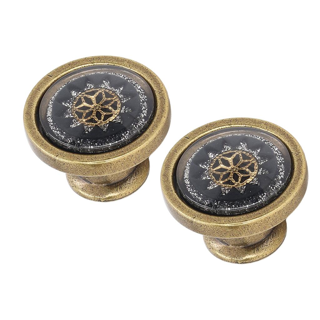 2 Sets Antique Furniture Hardware Handle Knob Zinc Alloy Round Single Hole Cabinet Door Handle
