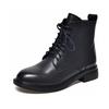 Round Head Leather Boots Martin Boots Women's Large Size First Layer Cowhide Comfortable Flat Bottom Short Boots Black Cotton Boots Women's Boots