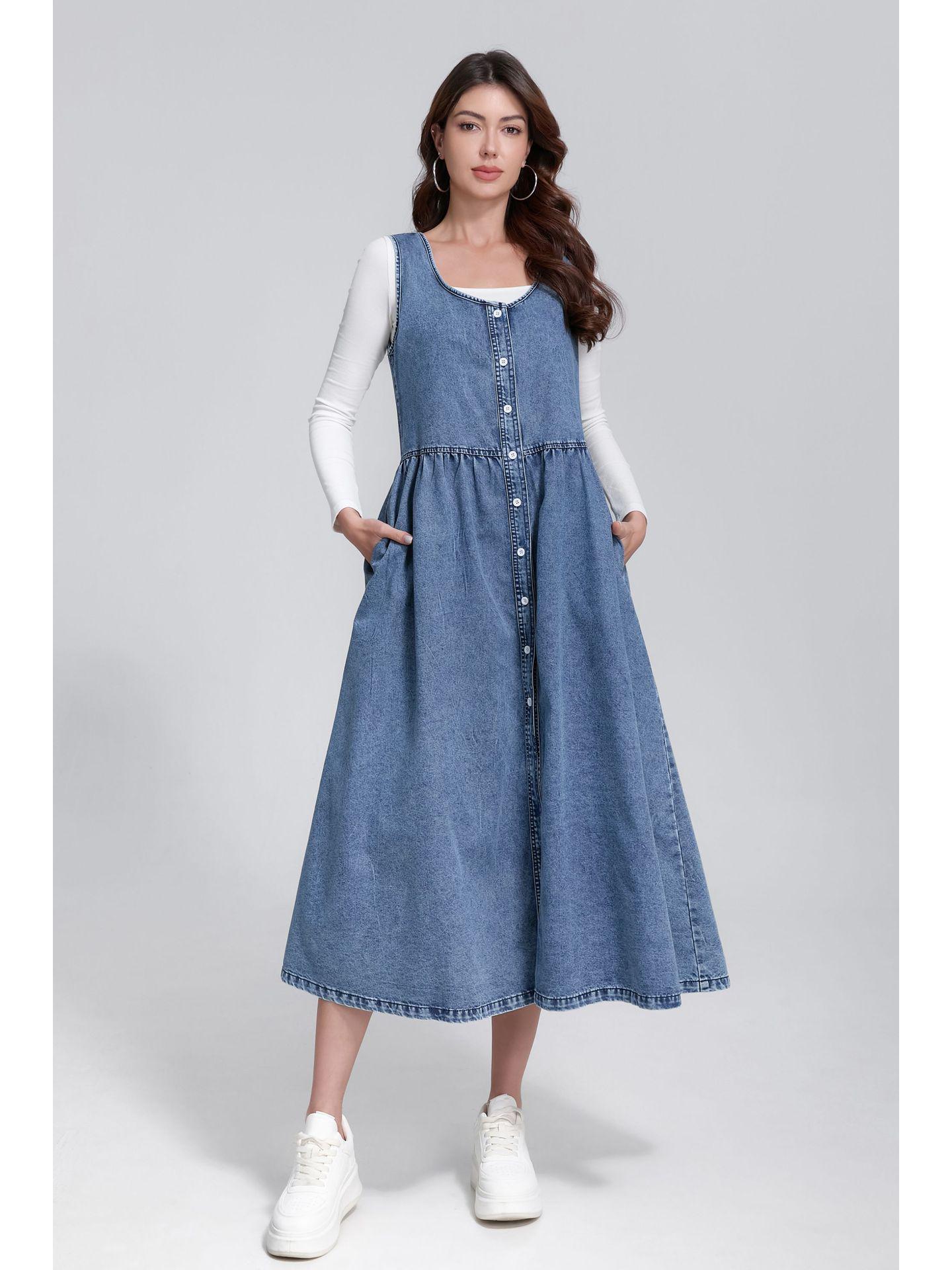 Women s Sleeveless Casual Denim Dress - Summer Style S