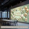 2D Sage Green Gold Happy Birthday Backdrop Banner, 8x6ft Party Background