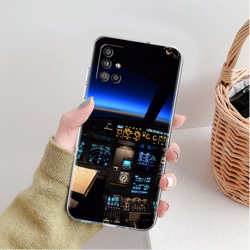 Aviation Aeroplane Helicopter Cockpit Instrument Clear Case For Samsung Galaxy A52 A12 A51 A32 A21s A71 A32 A22 AA50 Phone Cover