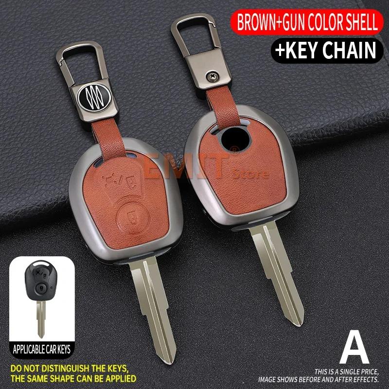 Voor Ssangyong Actyon Kyron Rexton Ssang Yong 2 Knoppen Zinklegering Autosleutelhoes Afstandsbediening Cover Shell Sleutelhanger Houder Fob Accessoires for SsangYong brown