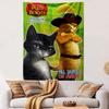 Puss in Boots Coloring Book Tapestry Wall Hanging, Big Fun Book Character Art, Playful Cartoon Wall Decor for Kids Bedroom