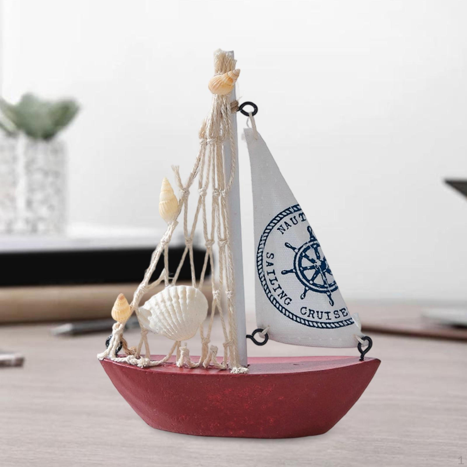 Мини Модель Парусника Пляжный Декор Предмет для Офиса и Дома красный
