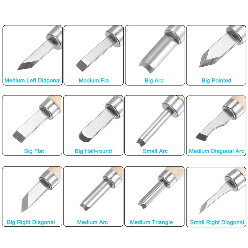 4pcs Professional Wood Carving Chisel Hand Tool Small/Medium/Big Flat/Triangle/Arc/Diagonal Blade Wood Carving Knife Set