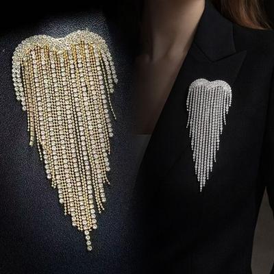 Broche de Borlas de Pedrería Broche de Corazón Tachonado de Diamantes Broche de Solapa Nuevo