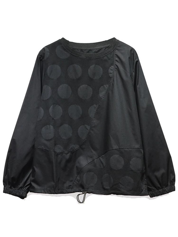 Xitao Top de Moda para Mujer con Empalme de Jacquard de Lunares GJ1075