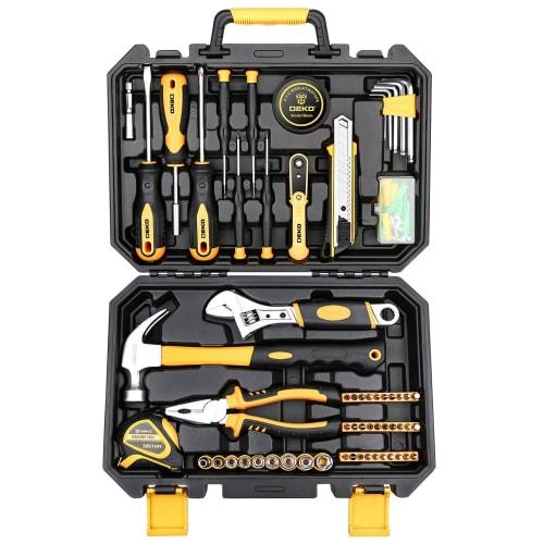 DEKO 100-Piece Home Tool Set, Perfect for Home Improvement, DIY, Furniture Assembly, Home Maintenance, and Repairs, Includes a Convenient Storage Case