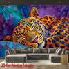 1Pcs Colorful Oil Painting Leopard Tapestry, Sleeping Leopard Wall Hanging, Aesthetic Room Decor Suitable Offices Bars Party