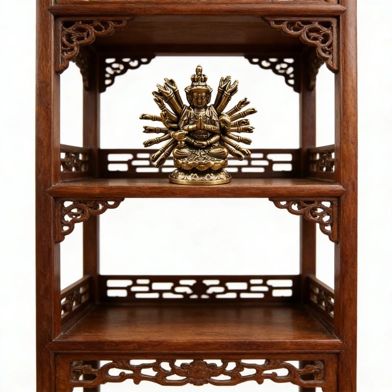 Elegant Brasses Thousand Hands Guanyin Statue Buddhist Decors For Home Office Meditations Space Spiritual Gift Ornament