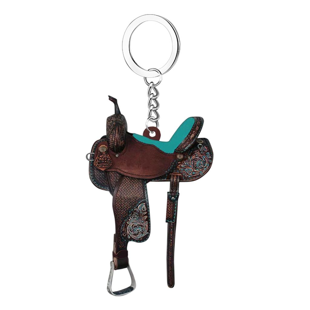 Saddle Acrylic Car Pendant Horse Saddle Keychain Western Horse Saddle Hangings Ornament Car Interior Decor Rear View Accessories