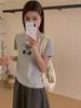 Spring/Summer 2025 Korean Cartoon Bear Embroidered Loose Short Sleeve T-Shirt for Women