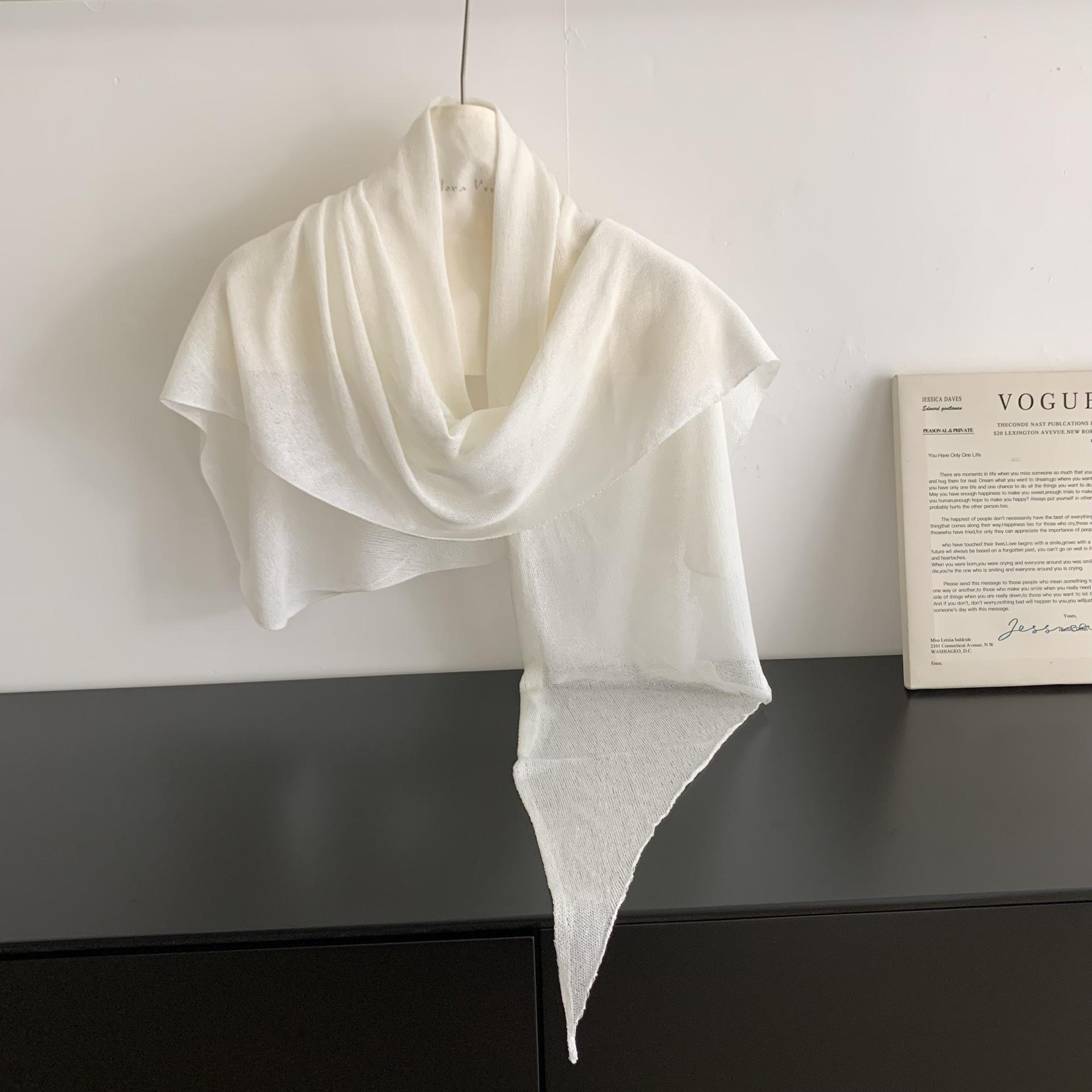 

Slightly Ice-Permeable Triangle Scarf Shawl Women S Summer Thin Korean Versatile Silk Scarf With Ice Silk Sunscreen Blouse Scarf 210-80-130