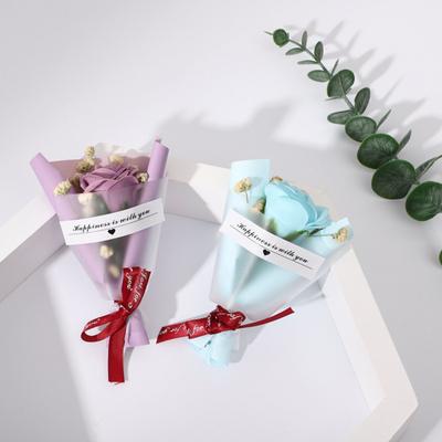 Valentine's Day Fake Mini Bouquet Artificial Aromatherapy Soap Rose Bouquet Simulation Dried Baby Breath Flower Gifts for Mom Women Wife