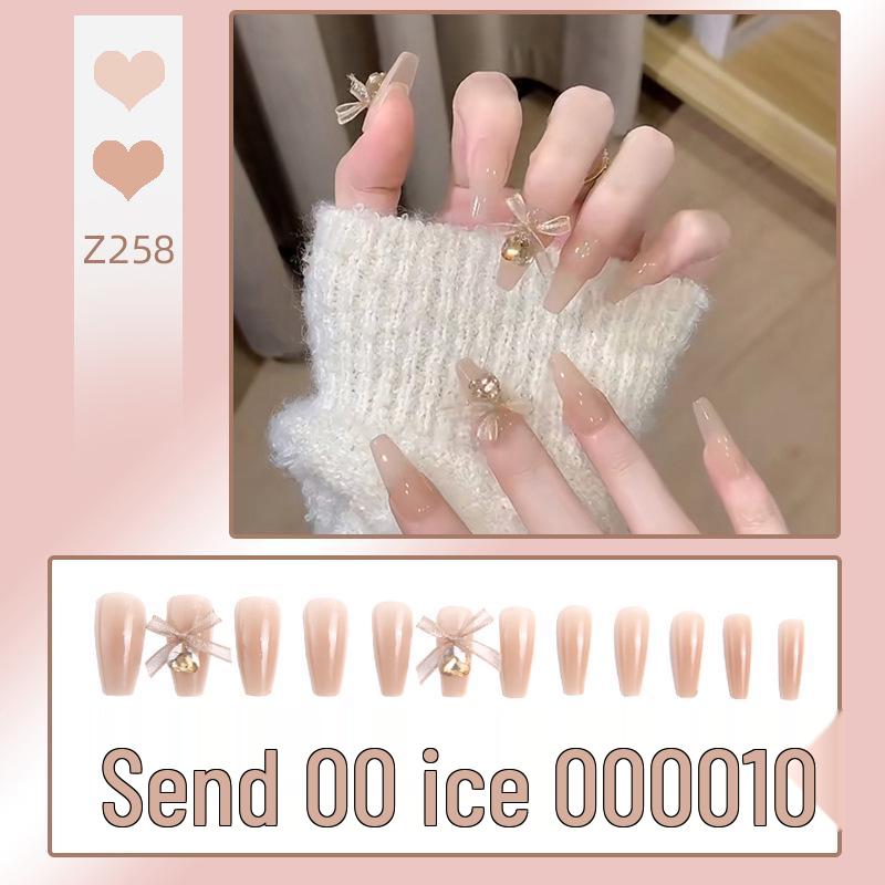 

Нюдовые наклейки для ногтей Pure Desire - 24 носибельных кончика с бантами из органзы для маникюра Glue Set