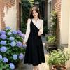 Splicing skirt children's French temperament fake two-piece suit dress women's large size light and familiar style