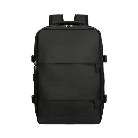 

Дорожный рюкзак большой вместимости, одобренный для полетов, с несколькими карманами, дышащий плечевой ремень, водонепроницаемый фиксирующий ремень, студенческий рюкзак чёрный