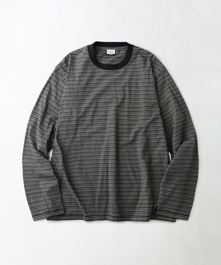 OUTSTANDING Thin Stripe Long Sleeve Tee_Navy/Ivory